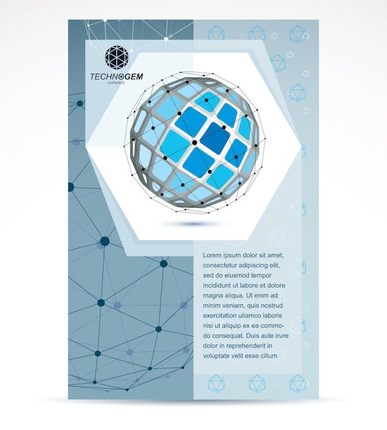 Internet technologies corporation business promotion idea. Abstract vector geometric form, 3d blue shape.