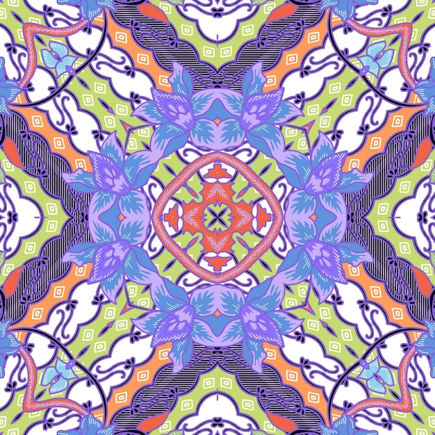 Intricate Floral Mandala in Symmetrical Pattern