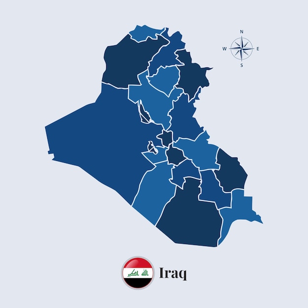 Iraq vector map and flag Flag map of Iraq vector