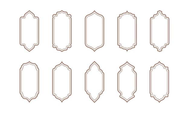 Islam vector outline shape indian arch arab line frame ramadan ornament islamic door or window east