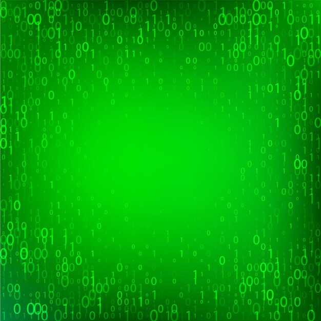 Isolated abstract green color binary code fall background programming element backdrop vector illustration
