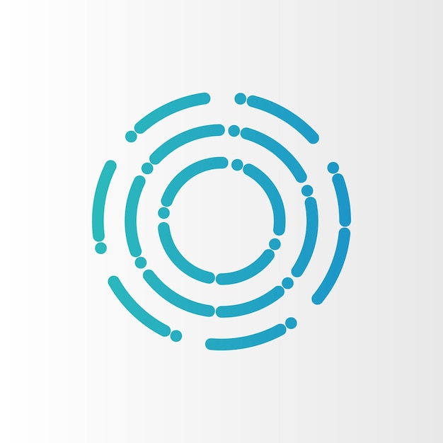 Isolated dotted circle technology icon. Letter O with Dots and Lines logotype.