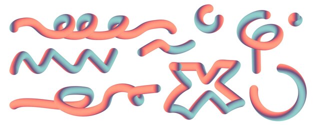 Isolated simple shape 3D set with gradient