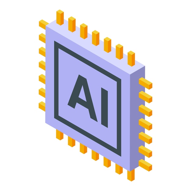 Isometric ai chip icon design