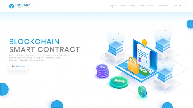 Isometric blockchain contract concept with blocks.