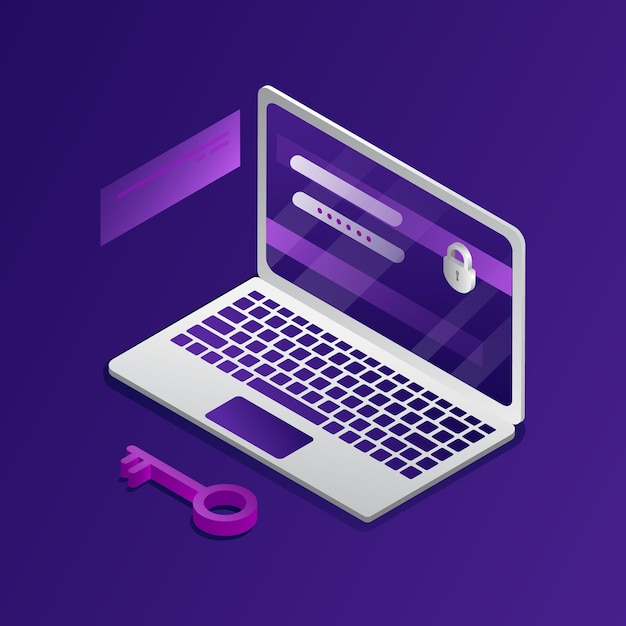 Isometric Composition In Cartoon 3D Style of Key Lying Near