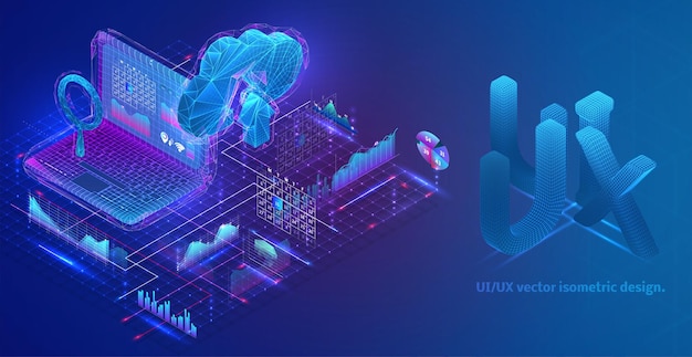 Isometric composition with graphs, information and virtual data retrieval on a laptop