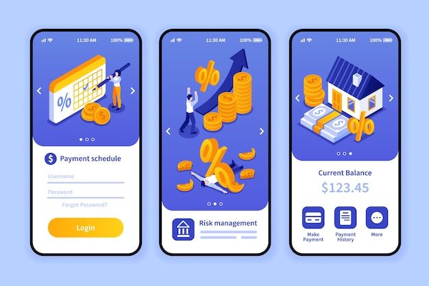 Isometric credit and loan app design