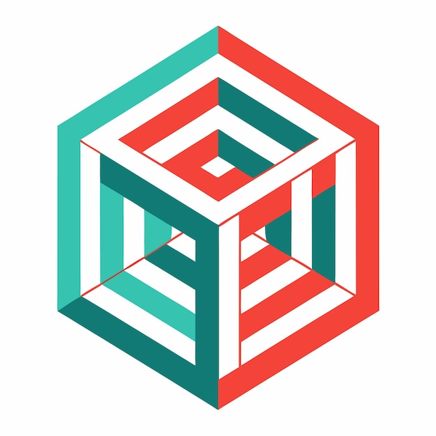 Isometric Cube with Geometric Lines and Bold Modern Typography