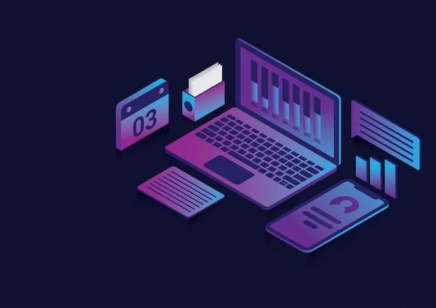 Isometric design for business concept