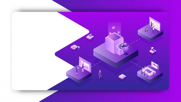 Isometric design of Virtual currency exchange platform.