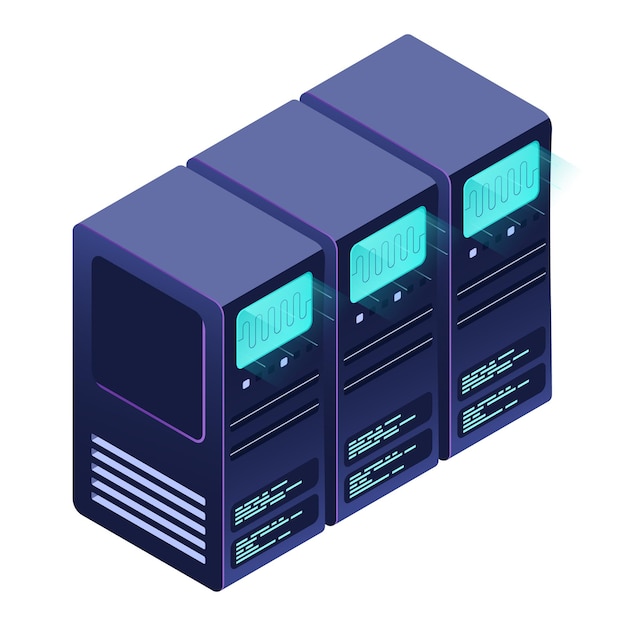 Isometric futuristic server Isometric database or data center Abstract blockchain Computer storage Cloud storage Isometric technology