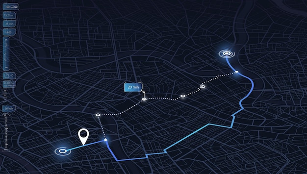 Isometric gps graphic tourist map of territory smartphone map application app search map navigation