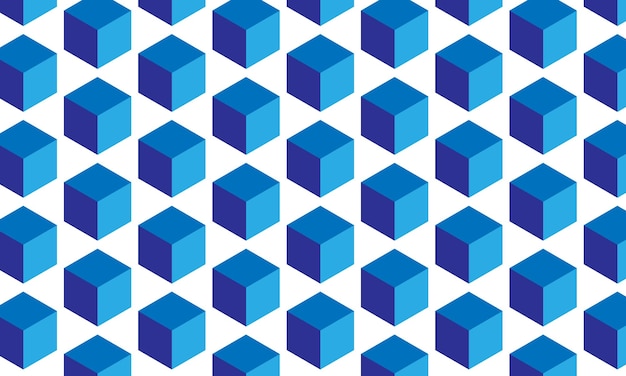 Isometric Grid of Blue Cubes