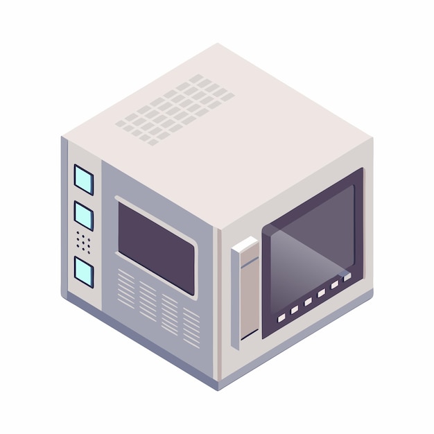 Isometric microwave oven on a isolated white background 9