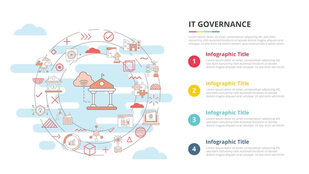 it governance technology concept for infographic template banner with four point list information