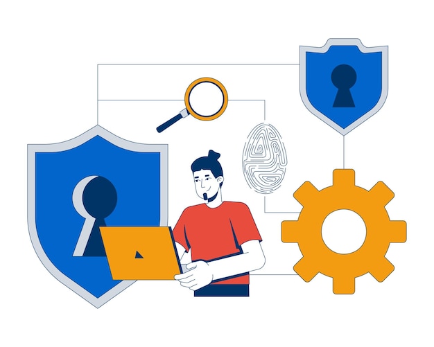 IT security workflow 2D illustration concept