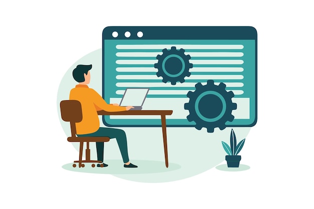 IT Specialist Training and Online Degree Program Vector Illustration Flat Design