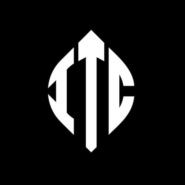 ITC circle letter logo design with circle and ellipse shape ITC ellipse letters with typographic style The three initials form a circle logo ITC Circle Emblem Abstract Monogram Letter Mark Vector