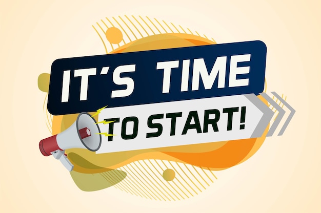 Its time to start word concept vector illustration and 3d style landing page template ui web m