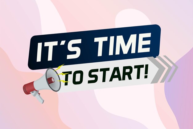 Its time to start word concept vector illustration and 3d style landing page template ui web m