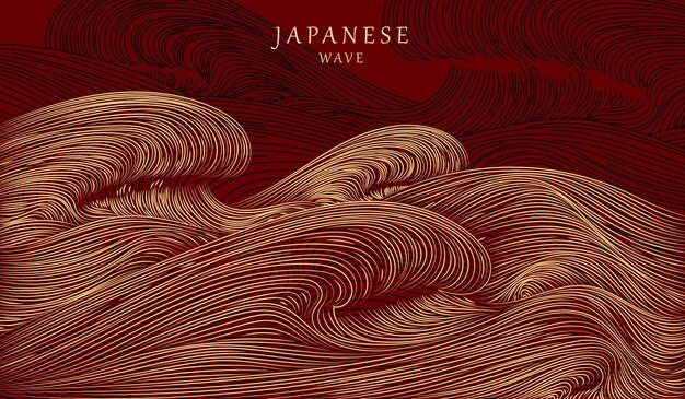 Japanese background with line wave pattern vector Abstract template with geometric pattern