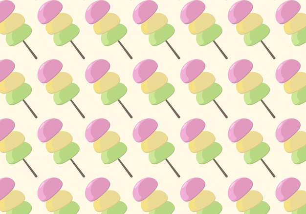 Japanese dessert mochi with different flavor. Pattern.