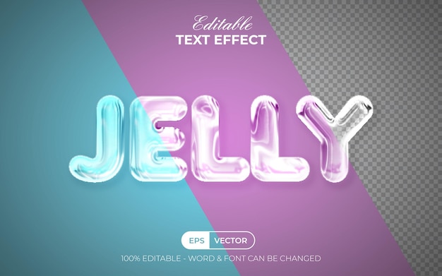 jelly text effect trasnparent style theme. editable text effect.