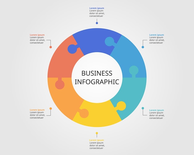 jigsaw template for infographic for presentation for 6 element