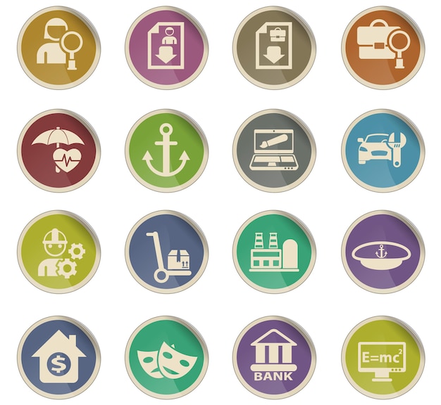 Job search vector icons in the form of round paper labels