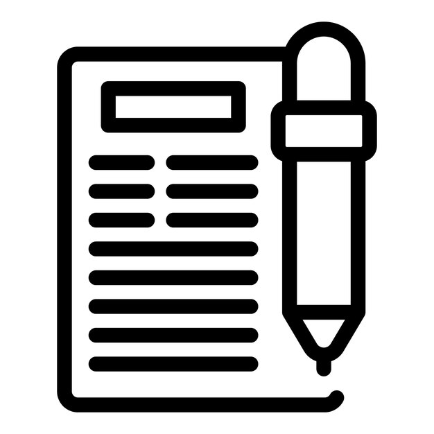 Journalist writing article on paper with pen icon