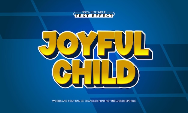 joyful child editable text effect with a game and kids text style