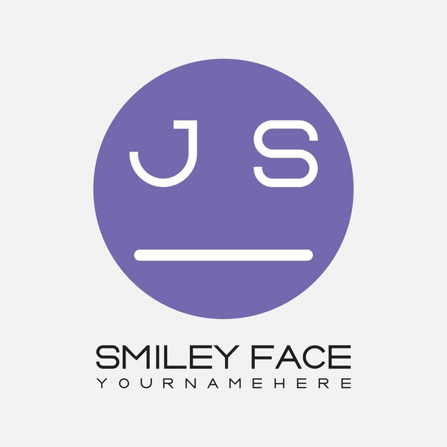 JS initial monogram for Smiley face logo with circle style design
