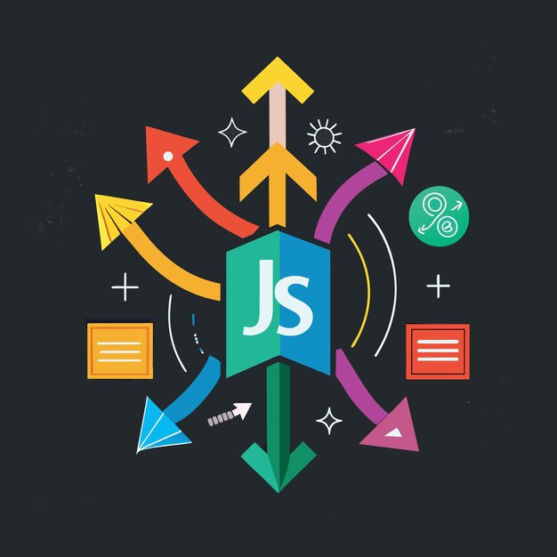 JS Javascript modern programming language for software development or application concept multi c