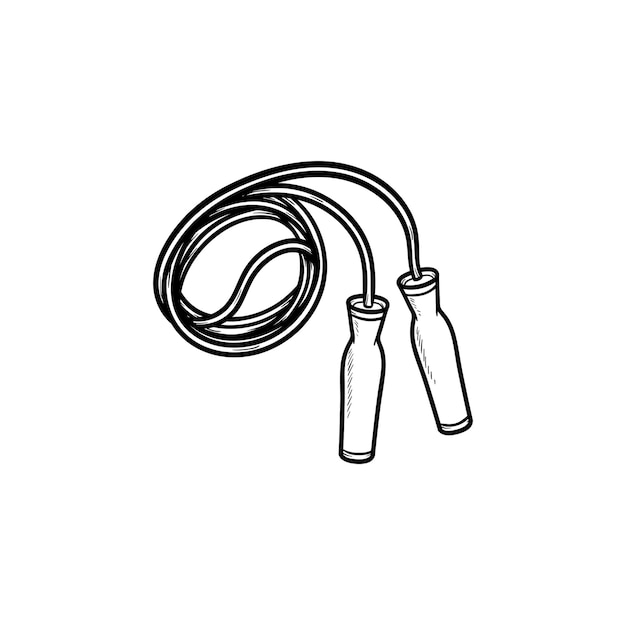 Jumping rope hand drawn outline doodle icon. Sport exercise, gym and fitness equipment, health concept