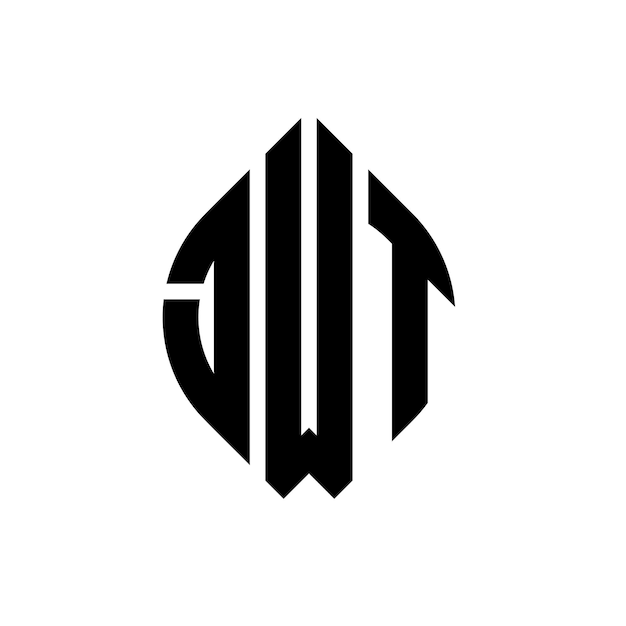 JWT circle letter logo design with circle and ellipse shape JWT ellipse letters with typographic style The three initials form a circle logo JWT Circle Emblem Abstract Monogram Letter Mark Vector