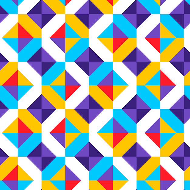 Kaksiulotteinen ja värikäs geometrinen kuvio