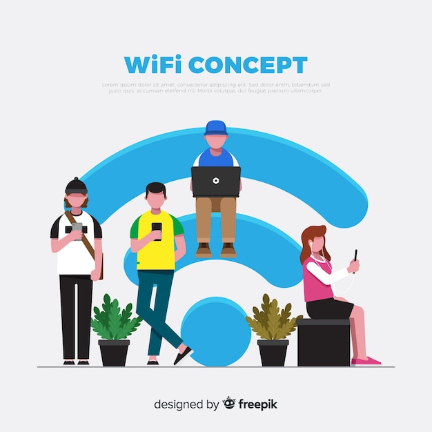 Kaksiulotteiset ihmiset ja WiFi-merkkitausta