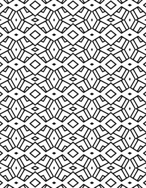 Kaleidoscope Geometric Pattern Background Repeated Illustration Black And White Lineart