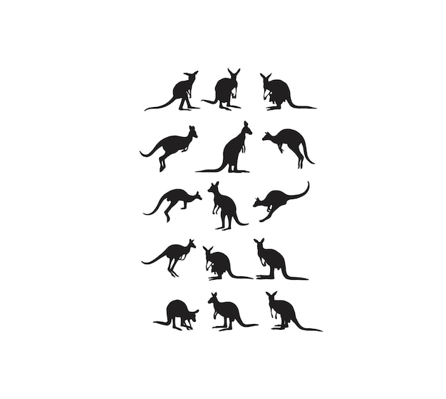 Kangaroo Animal Silhouettes art vector design
