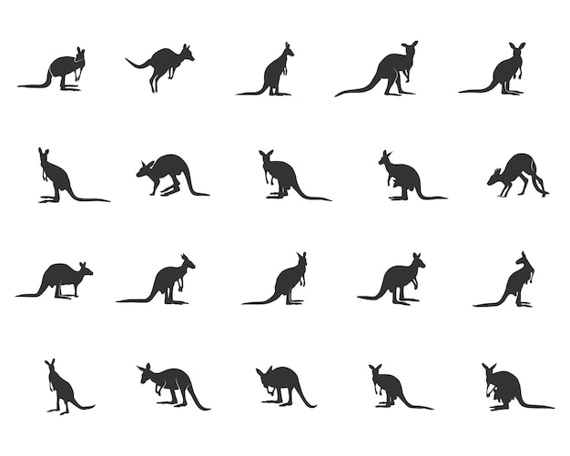 Kangaroo silhouettes Kangaroo silhouette vector illustration
