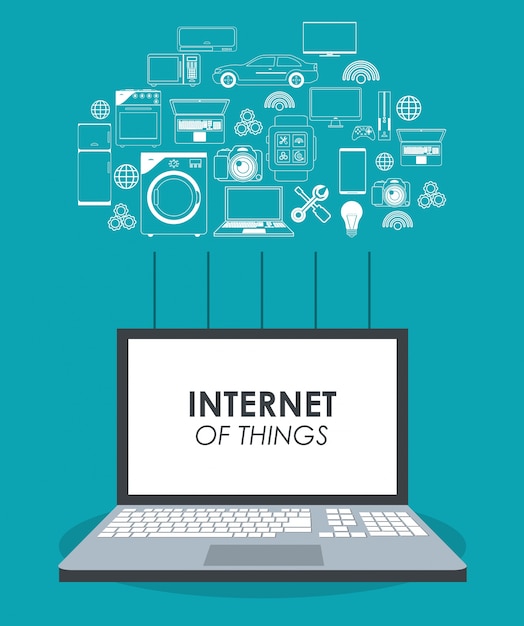 Kannettavan tietokoneen ikoni. Esineiden internet -design