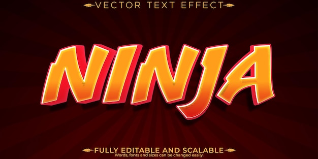 Katana text effect editable samurai and blade customizable font style