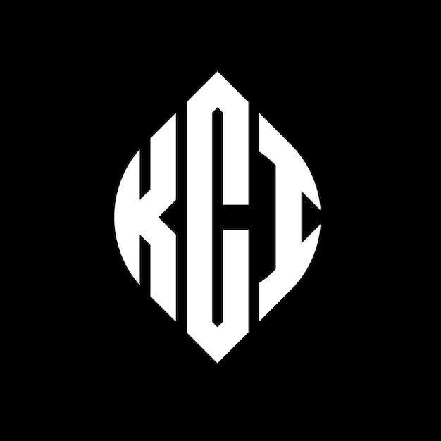 KCI circle letter logo design with circle and ellipse shape KCI ellipse letters with typographic style The three initials form a circle logo KCI Circle Emblem Abstract Monogram Letter Mark Vector