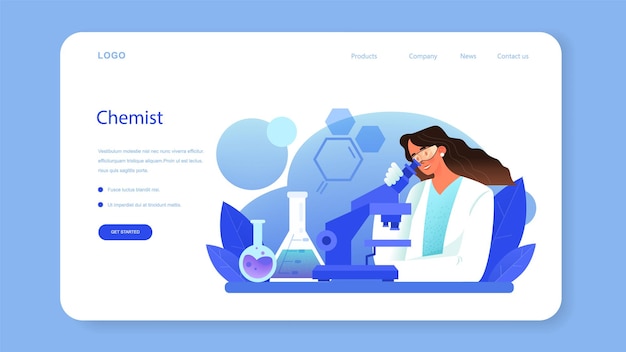 Kemistin web-banneri tai aloitussivun kemisti tekee kokeen