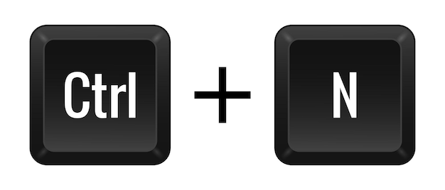 Key combination Ctrl N line icon Productivity automation routine functions creativity computer software efficiency Vector linear icon for business and advertising