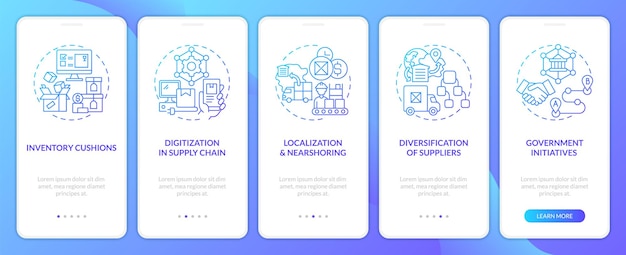 Key supply chain strategy blue gradient onboarding mobile app screen
