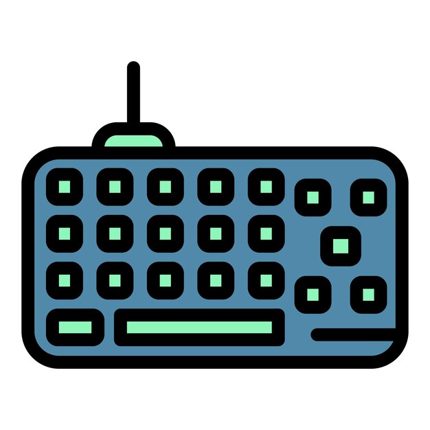 Keyboard device icon Outline keyboard device vector icon color flat isolated