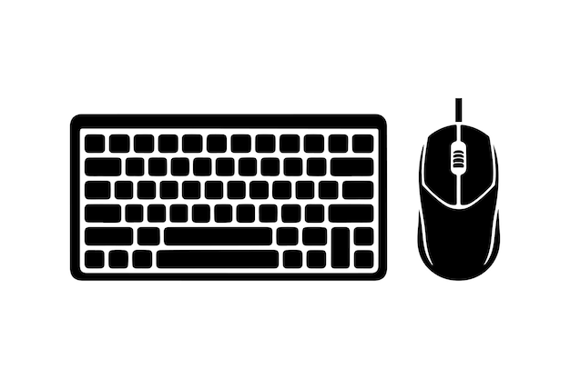 Keyboard mouse icon silhouette art vector on white background