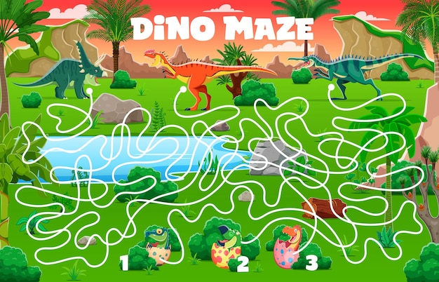kid labyrinth maze game dinosaurs and dino babies